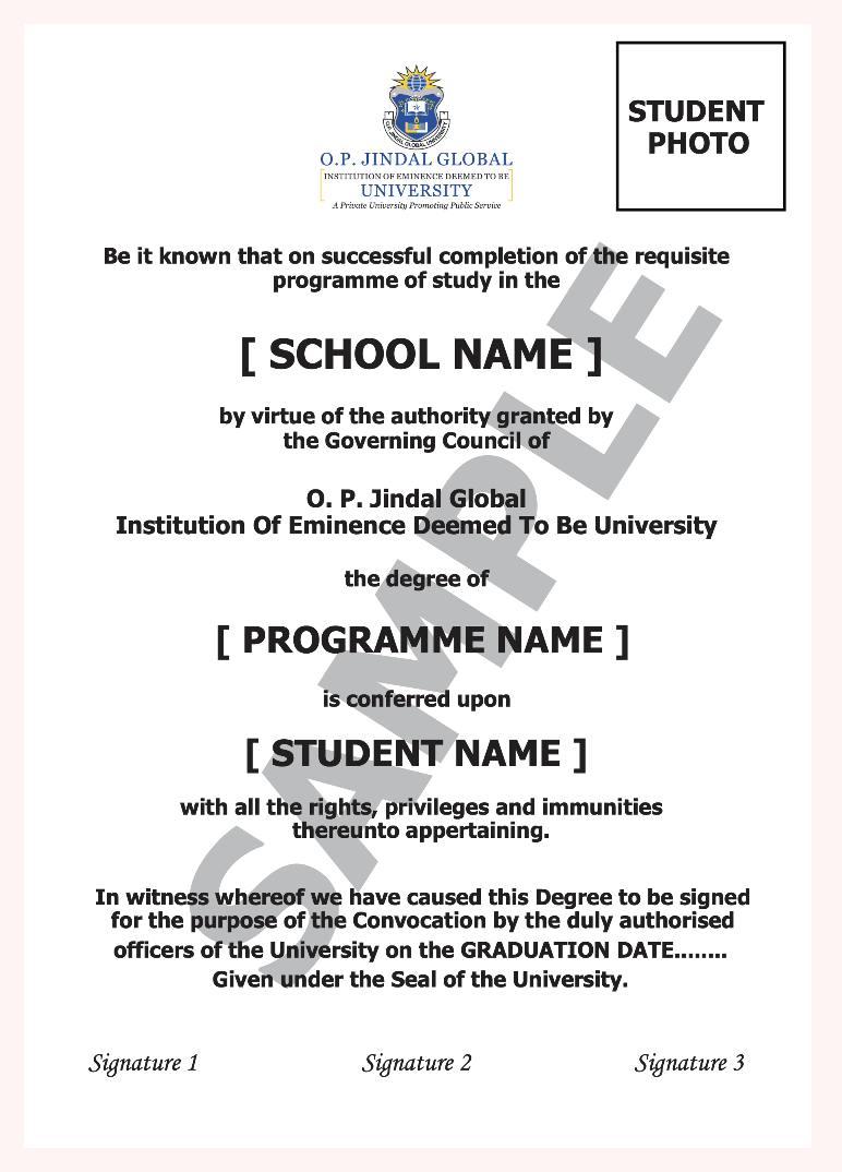 MSc Program Certificate Sample